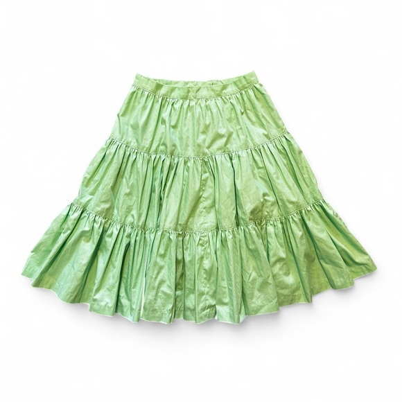Vintage Dresses & Skirts - Mint Green Tiered Midi Skirt square dance prairie cottagecore 27in waist womens